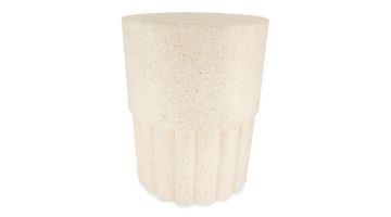 Bijzettafel Greek in witte kleur met speels spetter-patroon en unieke vorm.