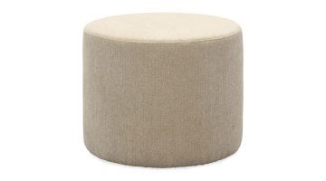 Ronde poef Onna van Trendhopper in beige bouclé, vooraanzicht.