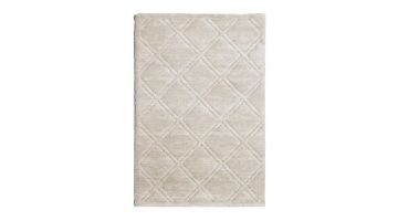  Bovenaanzicht van het Rivièra Maison Vloerkleed Louvre in crème kleur met een subtiel ruitpatroon.