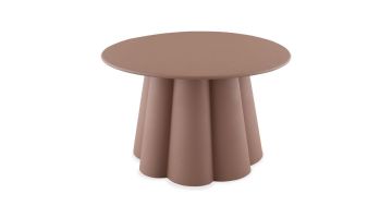 Easdale bijzettafel Biscuit van 63 cm met golvend onderstel en rond blad in warme beige tint.