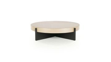 Elegante Eleonora salontafel Juliet in beige met een stevig zwart MDF onderstel en een tafelblad van eiken fineer.