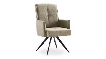 Eetstoel Brooks in stof Share kleur Turtle met zwarte metalen poten.