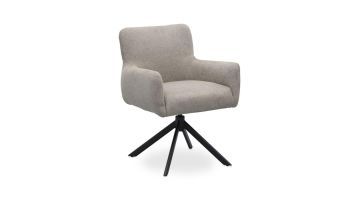 Eetkamerstoel Faya van Trendhopper in Chicago Clay met zwarte metalen poten, vooraanzicht.