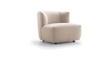 Dutchz 3101 fauteuil in beige stof Loop 03 met organisch design en ronde vormen