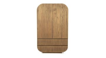 Vooraanzicht van het Eleonora Kabinet King met afgeronde hoeken en een gladde houten afwerking.