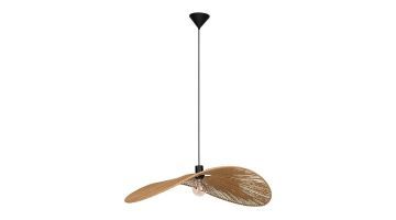 Eglo hanglamp Siruela met organisch gevormde kap van draadstaal en plantaardig materiaal, voorzien van een grote E27 fitting.