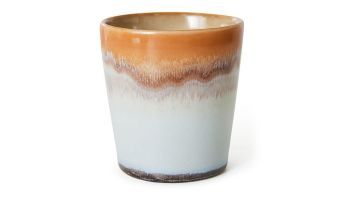 Koffiebeker uit de 70s Ceramics collectie van HK Living met bruine en blauwe glazuurlaag.