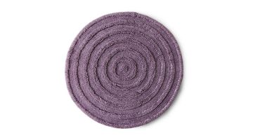 Rond wollen vloerkleed in lila kleur van HKliving met laagpolig midden en hoogpolige cirkelstructuur.