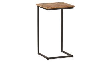 Laptoptafel Nora van Profijt Meubel met mangohouten blad en zwart metalen frame, minimalistisch design.