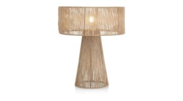 Tafellamp COCOmaison Tali in naturel, gemaakt van handgeweven jute draad met open structuur en zichtbare lichtbron.
