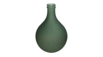 Groene vaas van gerecycled glas met matte afwerking en bolvormig design, afmeting 29 x 29 x 43 cm.
