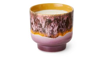 Geurkaars HK Living Cape Town in keramieken potje met retro glazuur in warme natuurtinten en dubbele lont.