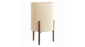  Light & Living tafellamp Litto met houten basis en naturel linnen kap, formaat 22x22x33 cm.