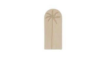 Keramische wanddecoratie Palms in crème met palmboomreliëf, vooraanzicht.