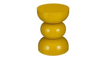 Gele bijzettafel Luna van Trendhopper, opgebouwd uit drie ronde bollen met een glanzende afwerking en speels design.