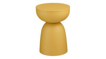 Gele bijzettafel Elliot van Trendhopper met ronde vormen en moderne sculpturale uitstraling, in de kleur oker.