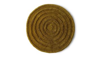 Ronde wollen vloerkleed van HKLIVING in zeewiergroen met cirkelvormig patroon, formaat 150 cm.