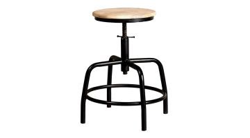 zwarte new routz kruk denver met naturel houten zitting, vrijstaand op witte achtergrond