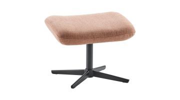 INHOUSE hocker Tirona in roze stof met zwart metalen voet, los afgebeeld.