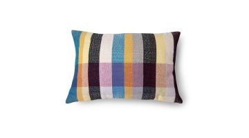HKLIVING Sierkussen Ultimate Retro 60x40 cm, close-up productfoto van het kussen met kleurrijk retro ruitpatroon in multicolour.