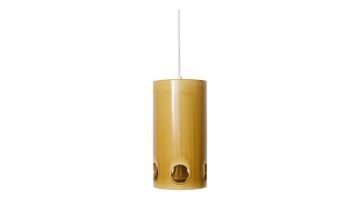 HKLiving hanglamp Ceramic Mustard in glanzend mosterdgeel keramiek met ronde openingen.