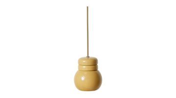 HKLiving hanglamp Bulb Mustard in glanzend pistachegeel keramiek met ronde retrovorm.