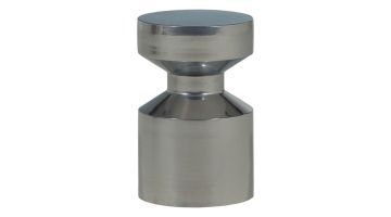 WOOOD Bijzettafel Ferry Metaal Chrome, vooraanzicht van ronde metalen bijzettafel met glanzend chroomoppervlak.