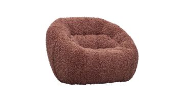 Trendhopper draaifauteuil Cotton Candy by Jill in roze teddylook, vooraanzicht met ronde vormen.