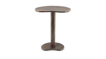 Bijzettafel Rosso van donkerbruin marmer met rode en lichtbruine aders, vooraanzicht.