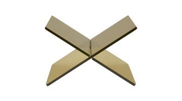 Trendhopper boekenstandaard Icon by Jill in goudkleurig plexiglas met kruisvormig design.