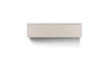 Pronto Wonen tv-meubel Simeto 140 cm zandgrijs, hangend model met één klep, studiofoto op witte achtergrond