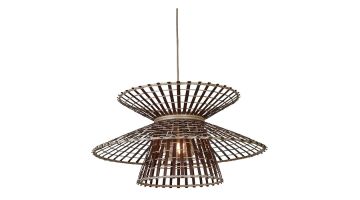 Natuurlijke It's About RoMi Hanglamp Machu Picchu van bamboe en ijzer in bruin  en beige tinten op witte achtergrond.