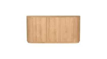 Livingfurn dressoir Novero 170 cm in Natural Oak, vooraanzicht met vier deuren en afgeronde hoeken