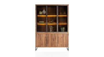 Happy@Home Buffetkast Everest met LED-verlichting en glazen deuren, frontaal beeld.