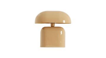 Tafellamp Arran in glanzende zandkleur met ronde kap en modern design