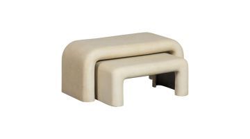 WOOOD salontafel set Stani in betonlook naturel, twee tafels in elkaar geschoven op witte achtergrond.