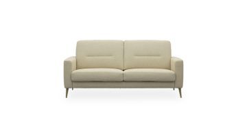 Beige bank Veneto met hoge rugleuning en strakke lijnen, vooraanzicht