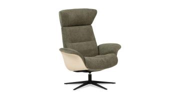 Scandinavische relaxfauteuil Space in groene stof met zwart steronderstel