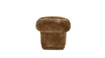 By-Boo krukje Nook in mosterdkleur, vooraanzicht met ronde, zachte zitting en fluwelen uitstraling