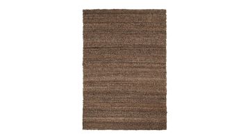 Donkerbruin handgeweven vloerkleed van katoen en polyester in neutrale woonkamerstijl