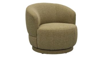 Trendhopper draaifauteuil Lucia met ronde vorm en stoffen bekleding, gezien schuin van voren