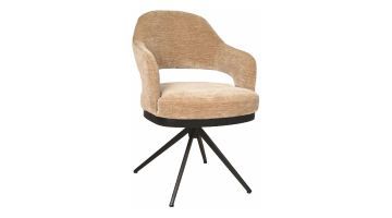 Trendhopper armstoel Firenze met zwarte draaipoot en beige gemêleerde stoffering, vrijstaand op witte achtergrond