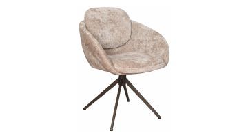 Beige gemêleerde Trendhopper armstoel Nice met ronde kuip, geïntegreerde armleuningen en zwart metalen draaionderstel op witte achtergrond.