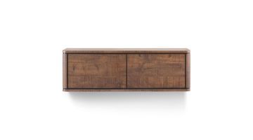 Hangend TV-meubel Lantani met twee klepdeuren in dark mango houtlook