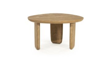 Eleonora salontafel Maud Small naturel van mangohout, vrijstaand op witte achtergrond