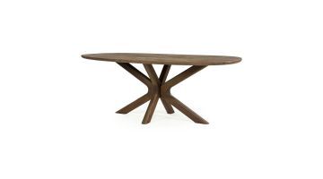 Eleonora eettafel Tycho lichtbruin 210x110 cm met ovaal blad en kruispoot van geborsteld mangohout