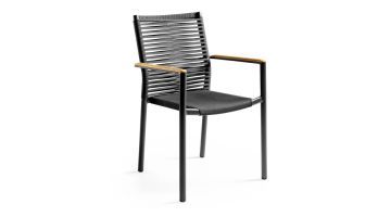 Callisto Outdoor tuinstoel Amora met rope rugleuning, textileen zitting en teak armleuningen