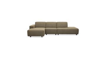 Davos elementenbank in stof Rhodos Brown met modulaire opstelling en diepe loungezit