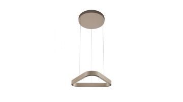 Driehoekige Q-STRETTO hanglamp in brons met minimalistisch design en dunne ophangkabels