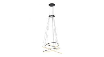 Moderne PURE E-Flying Rings hanglamp met vier zwevende LED-ringen in grijze afwerking.